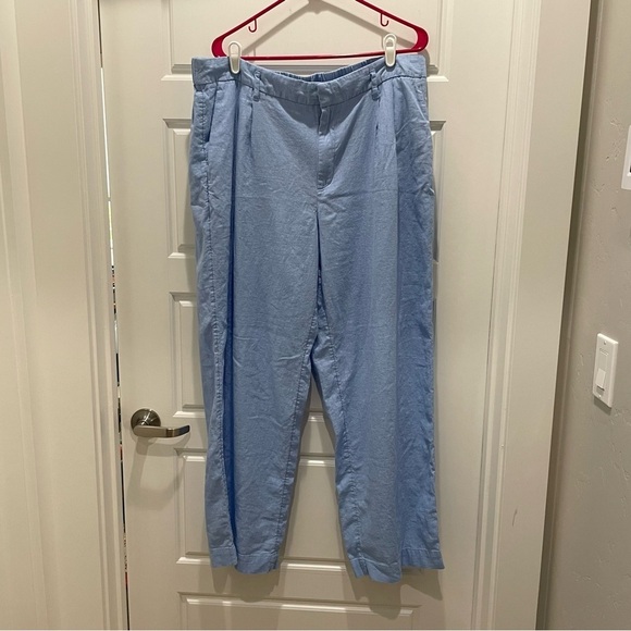 A New Day Light Blue Linen Blend Trouser Pants Size 16 - Picture 3 of 9